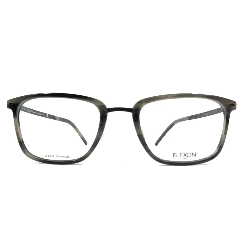 Flexon Eyeglasses Frames B2023 021 Gray Horn Square Full Rim 56-22-145
